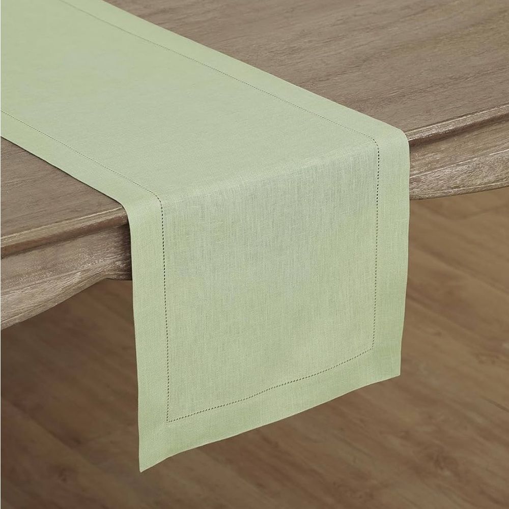 Solino Home Sage Green Linen Table Runner